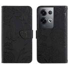 For OPPO Reno8 Pro+ / Reno8 Pro HT03 Skin Feel Butterfly Embossed Flip Leather Phone Case(Black) - 1