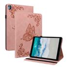 For Nokia T10 Butterfly Flower Embossed Leather Tablet Case(Rose Gold) - 1