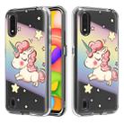 For Galaxy A01 2 In 1 PC + TPU Card Pattern Transparent Protective Case(Rainbow Horse) - 1