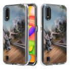 For Galaxy A01 2 In 1 PC + TPU Card Pattern Transparent Protective Case(Mirror Cat) - 1