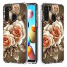 For Galaxy A21 2 In 1 PC + TPU Card Pattern Transparent Protective Case(Rose on Black) - 1