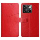 For OnePlus 10T / Ace Pro HT01 Y-shaped Pattern Flip Leather Phone Case(Red) - 1