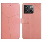 For OnePlus 10T / Ace Pro HT01 Y-shaped Pattern Flip Leather Phone Case(Pink) - 1