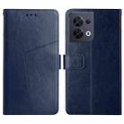 For OPPO Reno8 5G HT01 Y-shaped Pattern Flip Leather Phone Case(Blue) - 1