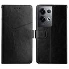 For OPPO Reno8 Pro+ / Reno8 Pro HT01 Y-shaped Pattern Flip Leather Phone Case(Black) - 1