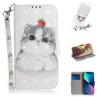 For iPhone 14 Plus 3D Colored Horizontal Flip Leather Phone Case (Cute Cat) - 1