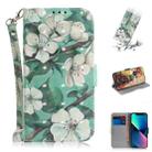 For iPhone 14 Plus 3D Colored Horizontal Flip Leather Phone Case (Watercolor Flower) - 1