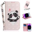 For iPhone 14 Pro 3D Colored Horizontal Flip Leather Phone Case(Heart Panda) - 1