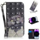 For iPhone 14 Pro 3D Colored Horizontal Flip Leather Phone Case(Hug Cat) - 1