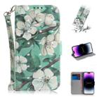 For iPhone 14 Pro 3D Colored Horizontal Flip Leather Phone Case(Watercolor Flower) - 1