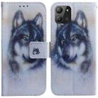 For Infinix Hot 11 2022 Coloured Drawing Leather Phone Case(White Wolf) - 1