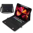 3-fold Zipper Leather Tablet Case Crossbody Pocket Bag For iPad mini 6(Black) - 1