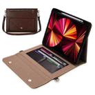 3-fold Zipper Leather Tablet Case Crossbody Pocket Bag For iPad mini 6(Coffee) - 1