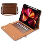 3-fold Zipper Leather Tablet Case Crossbody Pocket Bag For iPad mini 6(Brown) - 1