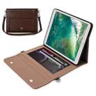 3-fold Zipper Leather Tablet Case Crossbody Pocket Bag For iPad 9.7 2018 & iPad 9.7 2017 & Air 2 & Air(Coffee) - 1
