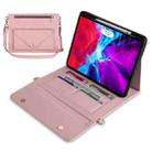 For iPad Pro 11 2022 / 2021 / 2020 / 2018 3-fold Zipper Leather Tablet Case Crossbody Pocket Bag(Pink) - 1