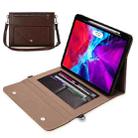 3-fold Zipper Leather Tablet Case Crossbody Pocket Bag For iPad Pro 12.9 2018 / 2020 / 2021(Coffee) - 1
