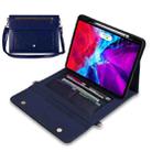 3-fold Zipper Leather Tablet Case Crossbody Pocket Bag For iPad Pro 12.9 2018 / 2020 / 2021(Blue) - 1