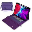 3-fold Zipper Leather Tablet Case Crossbody Pocket Bag For iPad Pro 12.9 2018 / 2020 / 2021(Purple) - 1