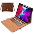 3-fold Zipper Leather Tablet Case Crossbody Pocket Bag For iPad Pro 12.9 2018 / 2020 / 2021(Brown) - 1