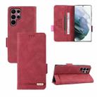 For Samsung Galaxy S22 Ultra 5G Magnetic Clasp Flip Leather Phone Case(Red) - 1