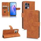 For OPPO Reno8 5G Skin Feel Magnetic Flip Leather Phone Case(Brown) - 1