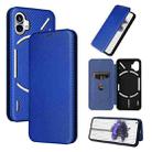 For Nothing Phone 1 Carbon Fiber Texture Flip Leather Phone Case(Blue) - 1