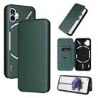 For Nothing Phone 1 Carbon Fiber Texture Flip Leather Phone Case(Green) - 1