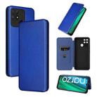 For Realme Narzo 50A Carbon Fiber Texture Flip Leather Phone Case(Blue) - 1