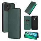 For Realme Narzo 50A Carbon Fiber Texture Flip Leather Phone Case(Green) - 1