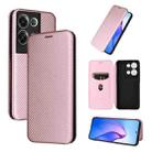 For OPPO Reno8 Pro / Reno8 Pro+ Carbon Fiber Texture Flip Leather Phone Case(Pink) - 1
