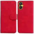 For Tecno Spark 9 Pro Skin Feel Pure Color Flip Leather Phone Case(Red) - 1