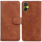 For Tecno Spark 9 Pro Skin Feel Pure Color Flip Leather Phone Case(Brown) - 1