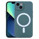 For iPhone 14 Plus Liquid Silicone Magsafe Phone Case (Dark Green) - 1