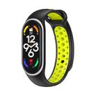 For Xiaomi Mi Band 7 Two-color Silicone Watch Band(White Border + Black+Lime) - 1