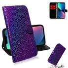 For iPhone 14 Plus Colorful Magnetic Buckle Leather Phone Case (Purple) - 1