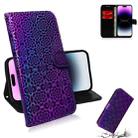 For iPhone 14 Pro Max Colorful Magnetic Buckle Leather Phone Case (Purple) - 1