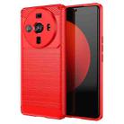 For Xiaomi 12S Ultra Brushed Texture Carbon Fiber TPU Case(Red) - 1