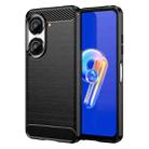 For Asus Zenfone 9 Brushed Texture Carbon Fiber TPU Case(Black) - 1