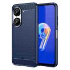 For Asus Zenfone 9 Brushed Texture Carbon Fiber TPU Case(Blue) - 1