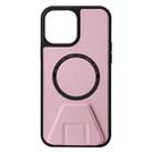 For iPhone 13 MagSafe Magnetic Holder Leather Back Phone Case(Pink) - 1