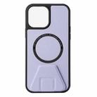 For iPhone 13 Pro MagSafe Magnetic Holder Leather Back Phone Case (Lavender Purple) - 1