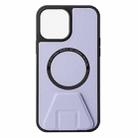 For iPhone 12 MagSafe Magnetic Holder Leather Back Phone Case(Lavender Purple) - 1