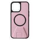 For iPhone 11 Pro Max MagSafe Magnetic Holder Leather Back Phone Case (Pink) - 1