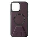 For iPhone 11 Pro Max MagSafe Magnetic Holder Leather Back Phone Case (Purple) - 1