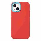 For iPhone 14 Color Contrast Lens Frame TPU Phone Case (Red+Sky Blue) - 1