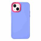 For iPhone 14 Color Contrast Lens Frame TPU Phone Case (Purple+Rose Red) - 1