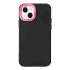 For iPhone 14 Color Contrast Lens Frame TPU Phone Case (Black+Rose Red) - 1