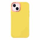 For iPhone 14 Plus Color Contrast Lens Frame TPU Phone Case (Yellow+Light Pink) - 1