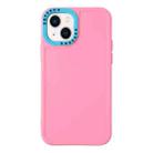 For iPhone 14 Plus Color Contrast Lens Frame TPU Phone Case (Pink+Sky Blue) - 1